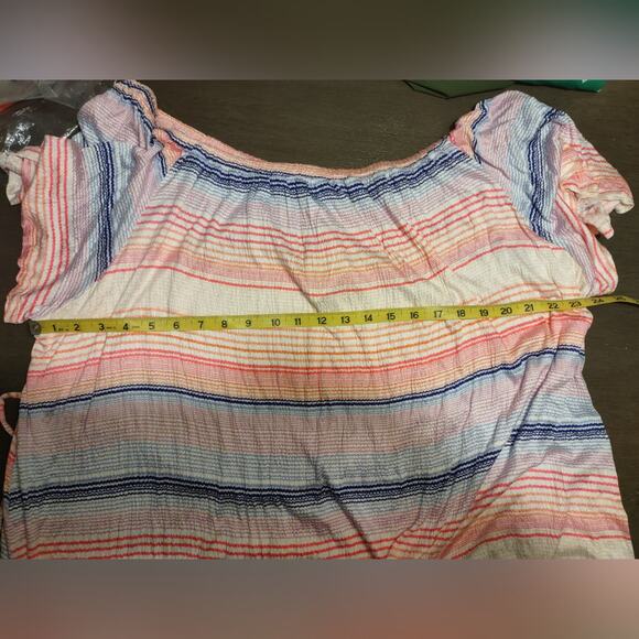 Motherhood Maternity Stripe Tunic Top Tie Waist Flutter Sleeve Size 3X - Picture 6 of 13